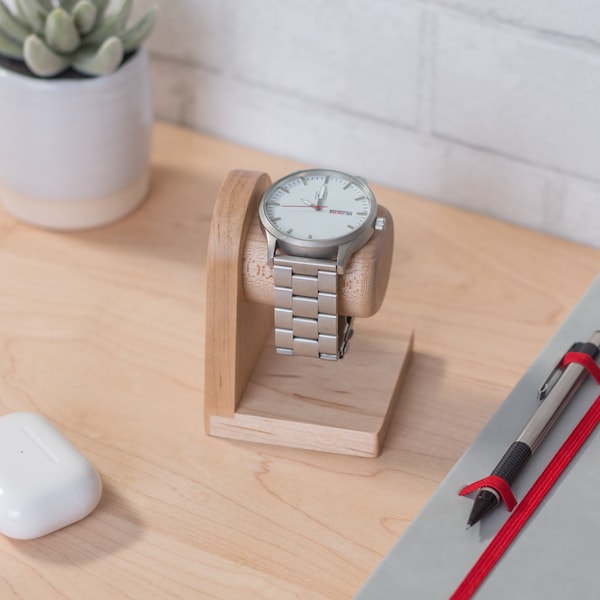 One Watch Stand in Maple wood | Adjustable Watch Holder | Watch Storage | Personalized | Simple & Elegant| Special Mother's Day Gift