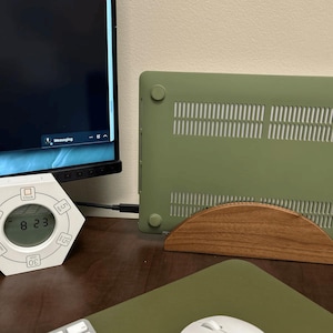 Walnut Vertical Laptop Stand: Handmade MacBook Dock, Space-Saving Desk Organizer, Made in USA image 6