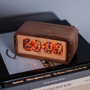 Nixie Tube Clock IN 12 Tubes with Premium Hardwood Modern Design Retro Table Office Clock image 3