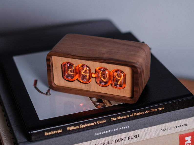 Nixie Tube Clock IN 12 Tubes with Premium Hardwood Modern Design Retro Table Office Clock image 3