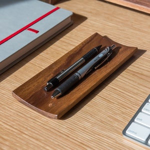 Walnut Pen Tray Valet Tray Desk Organizer Wood Pen Rest Pencil Holder Unique Gift image 3