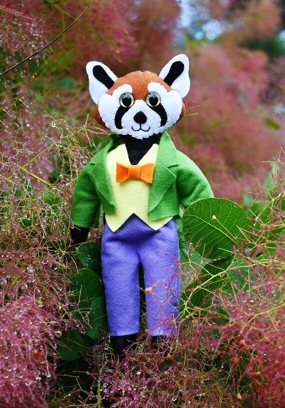 Sir Red Panda Felt Doll / Stuffed Toy with Clothes image