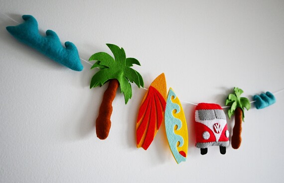 Surfing Nursery Decor Garland / Ocean Felt Decorations image