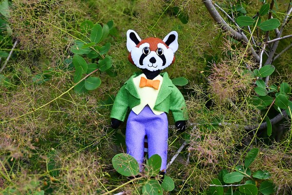 Sir Red Panda Felt Doll / Stuffed Toy with Clothes image
