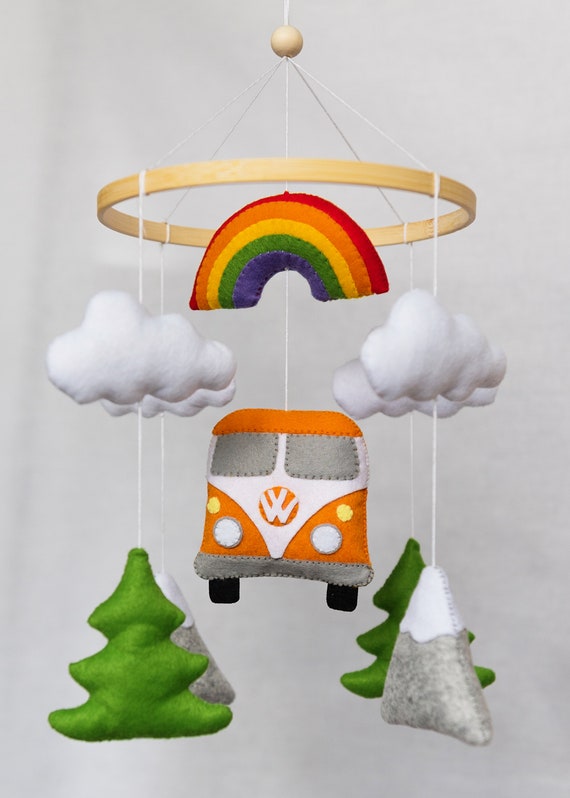 Boho crib mobile / Adventures, VW Bus, Travel image