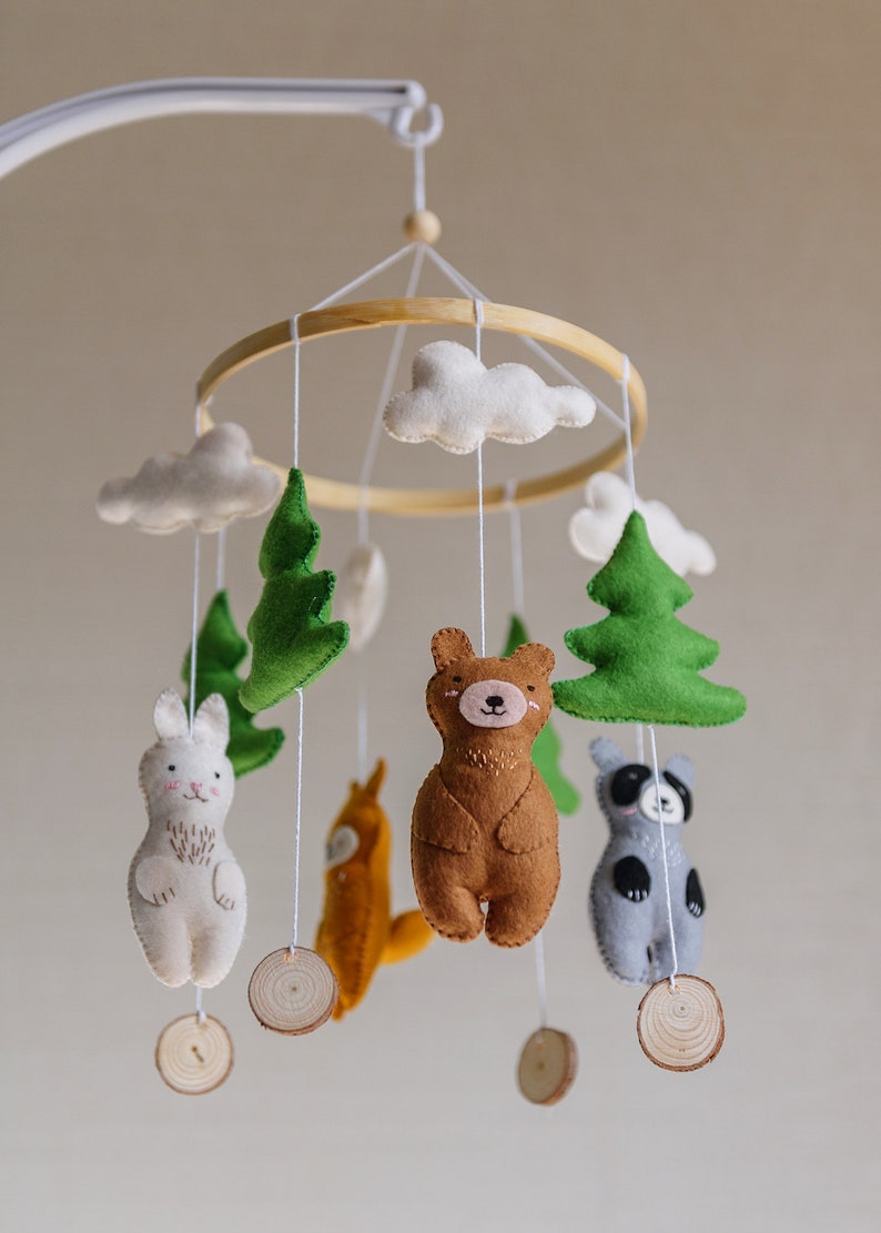 Woodland Crib Mobile Woodland Nursery Woodland Baby Shower Fox Baby Crib Mobile Bear Baby Mobile Forest Animals Mobile
