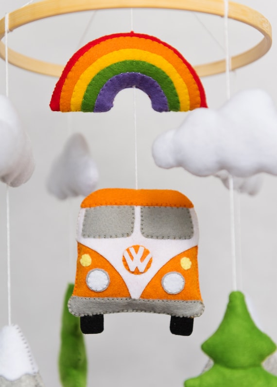 Boho crib mobile / Adventures, VW Bus, Travel image