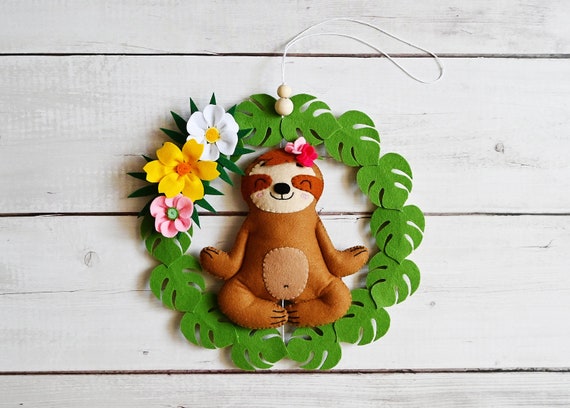 Yoga Sloth Nursery Pendant / Tropical Nursery Decor image
