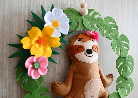 Yoga Sloth Nursery Pendant / Tropical Nursery Decor image
