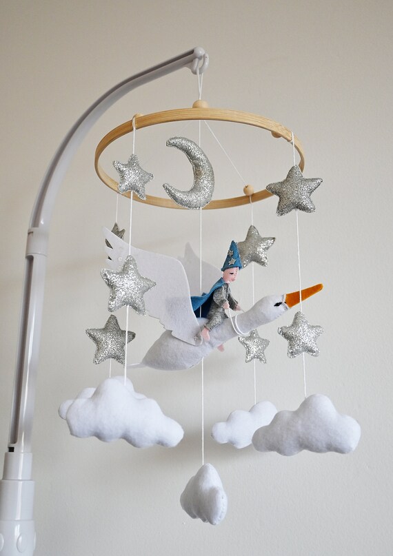 Crane crib mobile / Swan and Wizard image