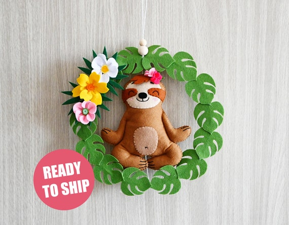 Yoga Sloth Nursery Pendant / Tropical Nursery Decor image