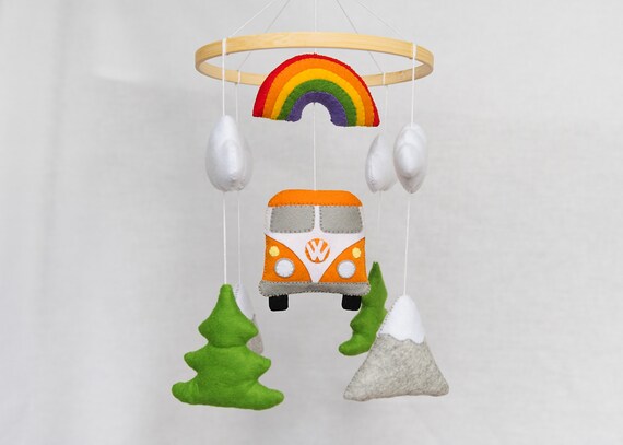 Boho crib mobile / Adventures, VW Bus, Travel image