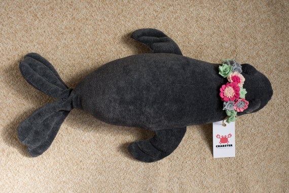 Plush Fur Seal with Felt Flowers image