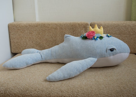 Big Blue Whale with Felt Flowers image