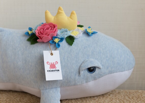 Big Blue Whale with Felt Flowers image