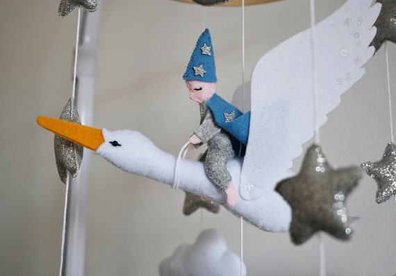 Crane crib mobile / Swan and Wizard image