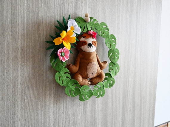 Yoga Sloth Nursery Pendant / Tropical Nursery Decor image