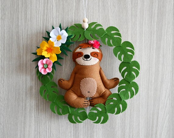 Yoga Sloth Nursery Pendant / Tropical Nursery Decor image