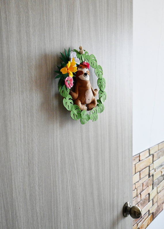 Yoga Sloth Nursery Pendant / Tropical Nursery Decor image
