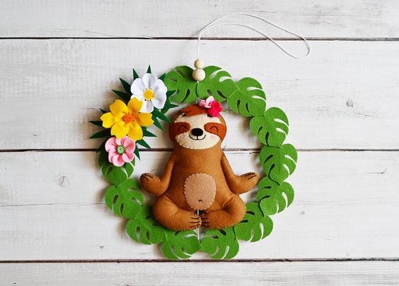 Yoga Sloth Nursery Pendant / Tropical Nursery Decor image