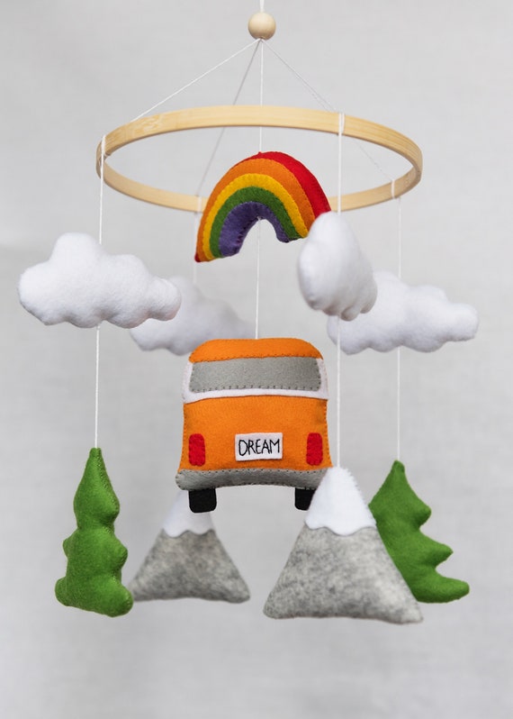 Boho crib mobile / Adventures, VW Bus, Travel image