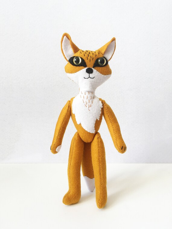 Fox Doll in Raincoat / Animal Felt Doll image