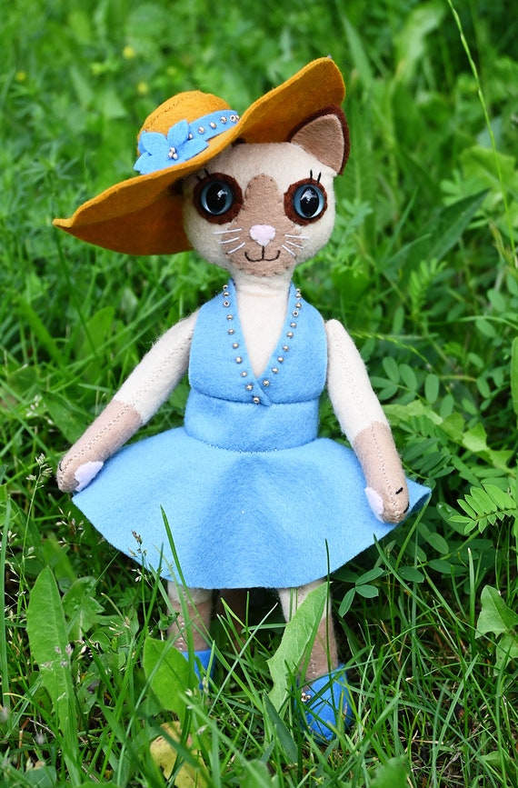 Kitty Doll in dress / Animal Felt Doll image