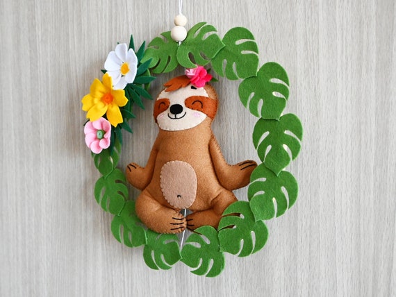 Yoga Sloth Nursery Pendant / Tropical Nursery Decor image