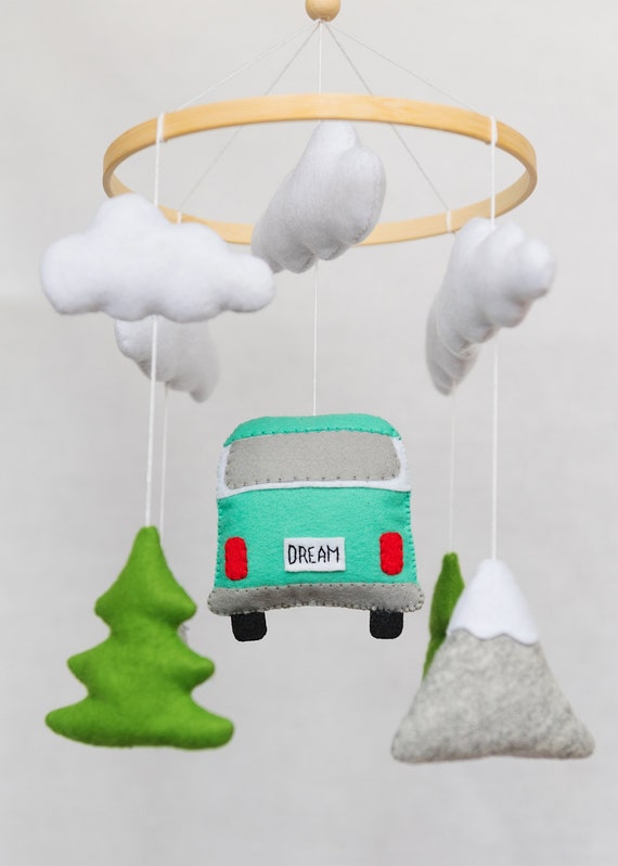 Boho crib mobile / Adventures, VW Bus, Travel image