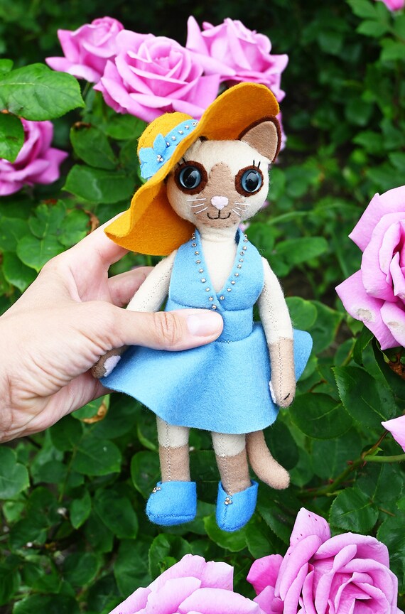 Kitty Doll in dress / Animal Felt Doll image