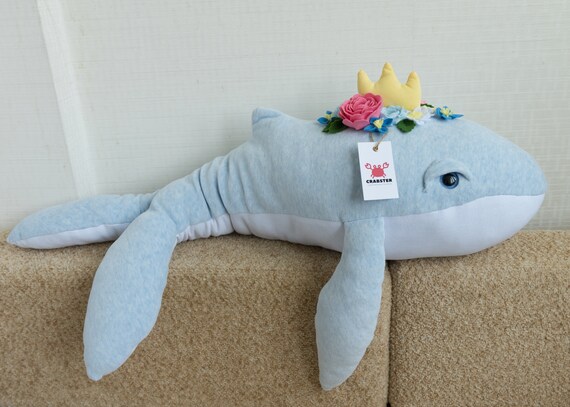 Big Blue Whale with Felt Flowers image