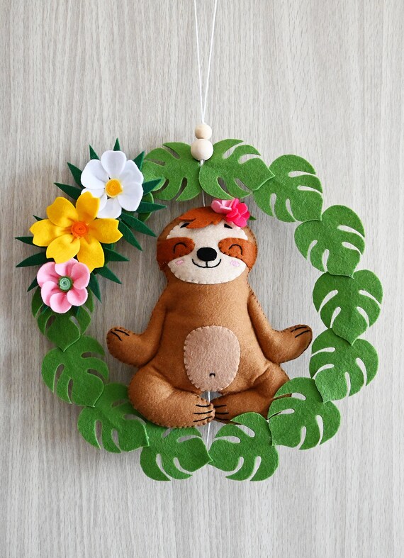 Yoga Sloth Nursery Pendant / Tropical Nursery Decor image