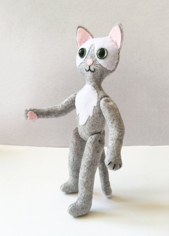 Cat Doll in hoodie / Animal Felt Doll image