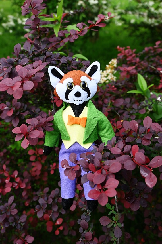 Sir Red Panda Felt Doll / Stuffed Toy with Clothes image