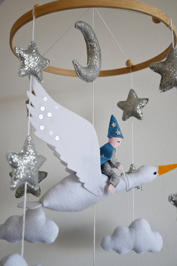 Crane crib mobile / Swan and Wizard image