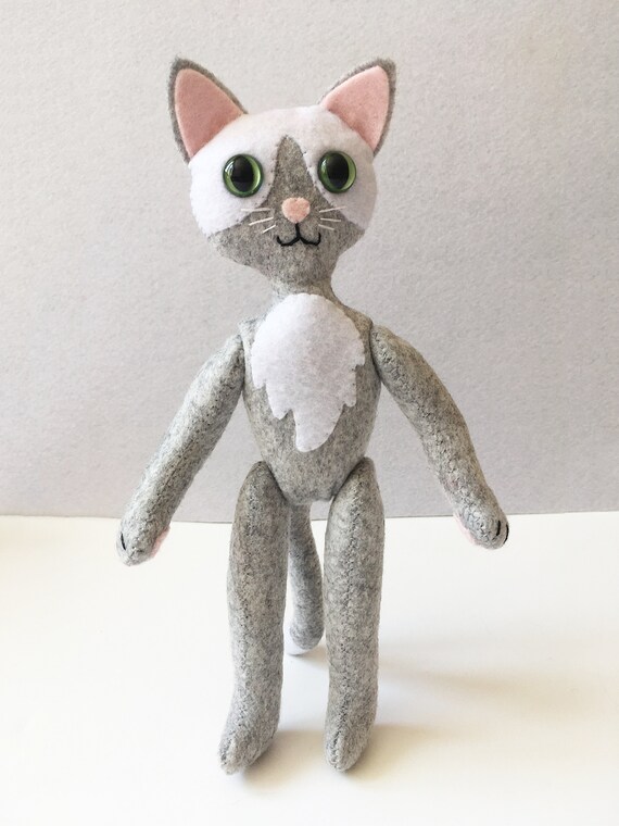 Cat Doll in hoodie / Animal Felt Doll image