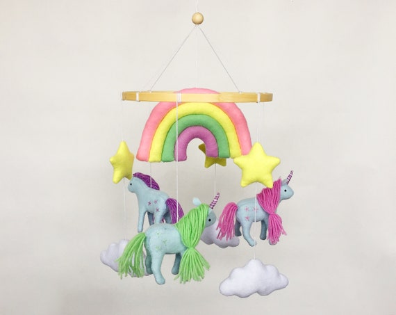 Horse crib mobile / Unicorn, Rainbow image
