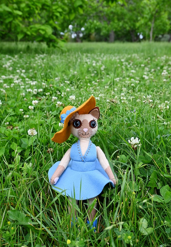Kitty Doll in dress / Animal Felt Doll image
