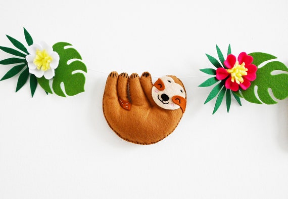 Sloth Nursery Decor Garland / Animal Felt Decorations image