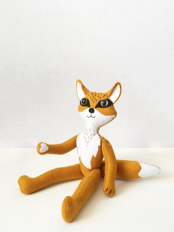 Fox Doll in Raincoat / Animal Felt Doll image