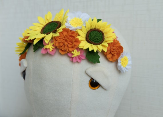 White Plush Octopus with Felt Flowers image