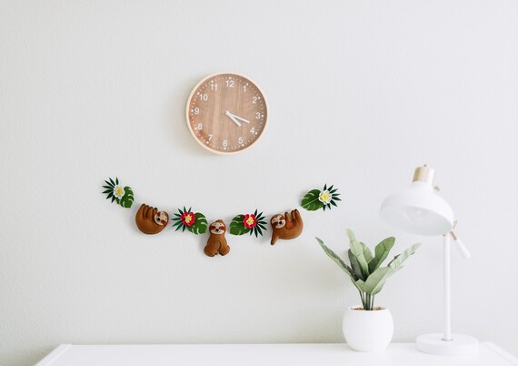 Sloth Nursery Decor Garland / Animal Felt Decorations image