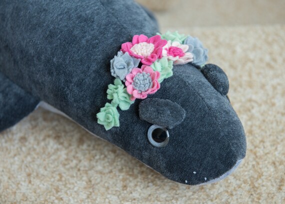Plush Fur Seal with Felt Flowers image