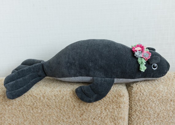 Plush Fur Seal with Felt Flowers image