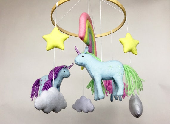 Horse crib mobile / Unicorn, Rainbow image