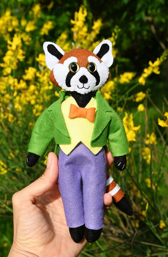 Sir Red Panda Felt Doll / Stuffed Toy with Clothes image