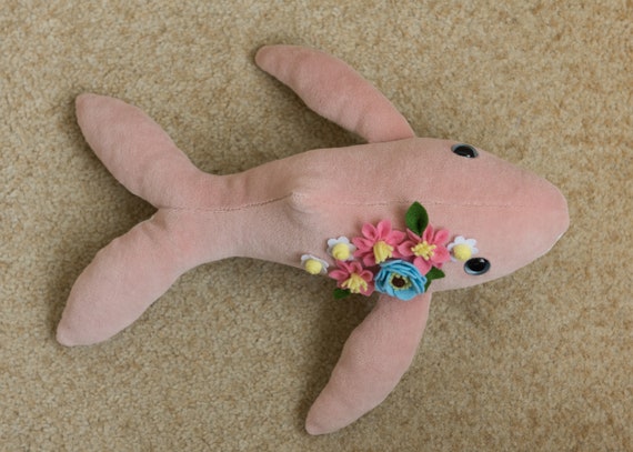 Plush Whale with Felt Flowers image