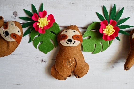 Sloth Nursery Decor Garland / Animal Felt Decorations image