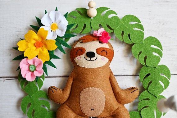 Yoga Sloth Nursery Pendant / Tropical Nursery Decor image