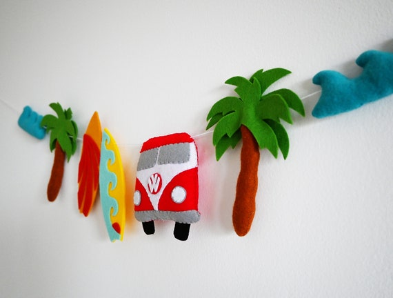 Surfing Nursery Decor Garland / Ocean Felt Decorations image